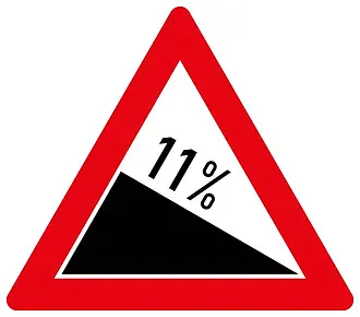 Verkehrsschild 11% Gefälle