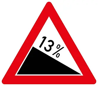 Verkehrszeichen 13% Gefälle