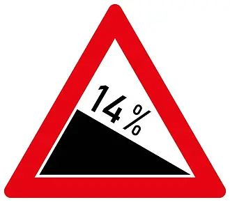 Warnschild 14% Gefälle