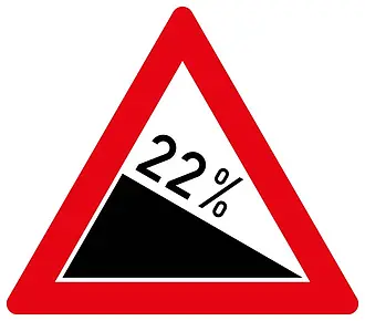 Warnschild 22% Gefälle