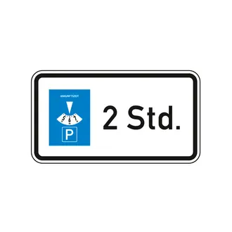 Verkehrsschild Parken bis 2 Stunden