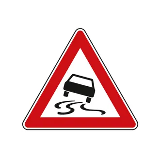 Verkehrszeichen Schleuder- oder Rutschgefahr