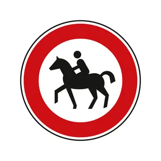 Rundes Verkehrsschild - Verbot für Reiter