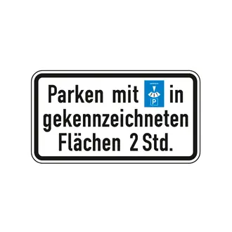 Parken mit Parkscheibe in gekennzeichneten Flächen