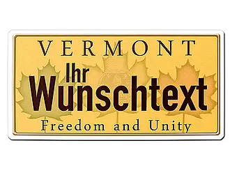 Vermont USA Deko PKW-Kennzeichen mit individuellem Wunschtext