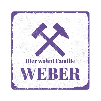 Türschild lila weiß