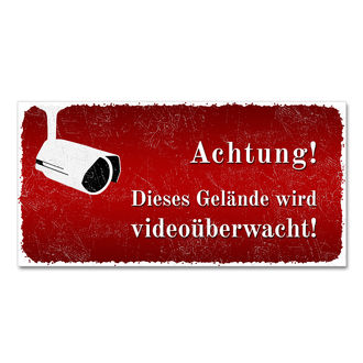Blechschild Warnschild Achtung Videoüberwachung Kamera Metallschild 20x30 cm