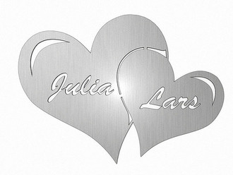 Wanddeko Aus Edelstahl Zwei Herzen Mit Wunschnamen Typ 33 Schilder Online Kaufen