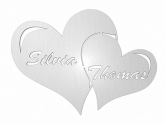 Wanddeko Aus Edelstahl Zwei Herzen Mit Wunschnamen Typ 33 Schilder Online Kaufen