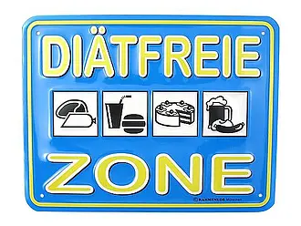 Funschild - Diätfreie Zone - Größe: 22x17 cm