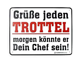 Funschild - Grüße jeden Trottel - Größe: 22 x 17 cm