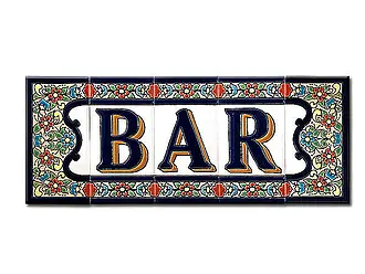 Bar - Schriftzug aus spanischen Fliesen