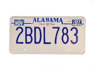 US-Nummernschild aus Alabama