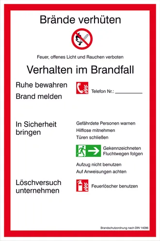 Aushang - Brandschutz »Brandschutzordnung Teil A« 