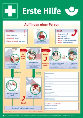 Aushang - Erste Hilfe »Anleitung zur Ersten Hilfe bei Unfällen« 