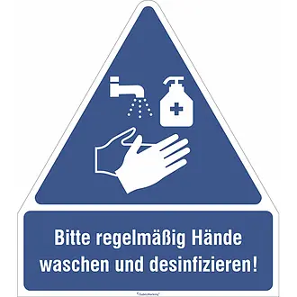 Gebots- Kombischild als Folie - Bitte regelmäßig Händewaschen und desinfizieren! PVC-Folie