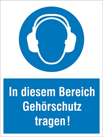 Gebots-Kombischild »In diesem Bereich Gehörschutz tragen!« 