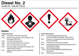 Gefahrstoffetikett »Diesel No. 2, Dieselkraftstoff« 