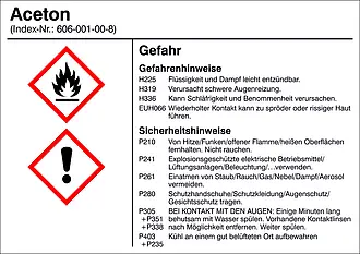 Gefahrstoffetikett »G001: Aceton« 