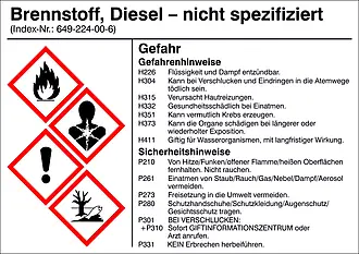 Gefahrstoffetikett »G005: Brennstoffe, Diesel, nicht spezifiziert« 