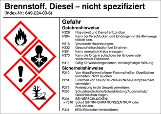 Gefahrstoffetikett »G005: Brennstoffe, Diesel, nicht spezifiziert« 