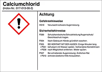Gefahrstoffetikett »G006: Calciumchlorid« 