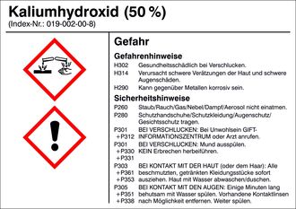 Gefahrstoffetikett »G012: Kaliumhydroxid (50%)« 