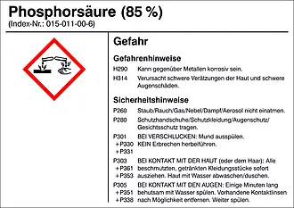 Gefahrstoffetikett »G016: Phosphorsäure (85%)« 