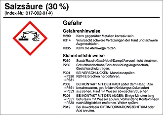 Gefahrstoffetikett »G018: Salzsäure (30%)« 
