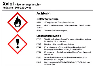 Gefahrstoffetikett »G022: Xylol, Isomerengemisch« 