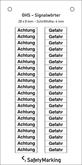 GHS-Signalwörter »20 x Achtung, 20 x Gefahr« 