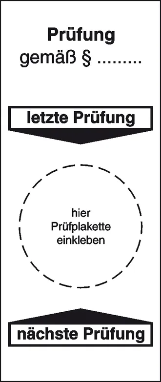 Grundplakette »Prüfung gemäß ...« 