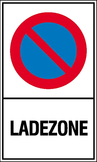 Haltverbotsschild »Symbol: Eingeschränktes Haltverbot, Text: Ladezone« 
