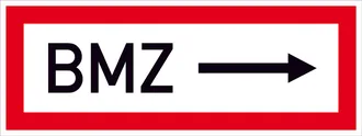 Hinweisschild für die Feuerwehr »BMZ ---->« 