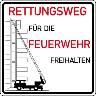 Hinweisschild für die Feuerwehr »Rettungswege für die Feuerwehr freihalten« 