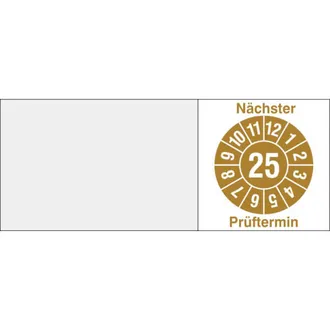 Kabelprüfplakette - mit Jahresfarbe »Nächster -25- Prüftermin « 
