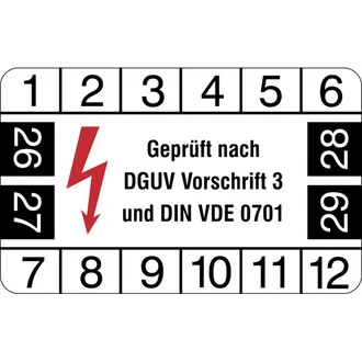 Prüfplakette »DGUV V 3 und DIN VDE 0701« 