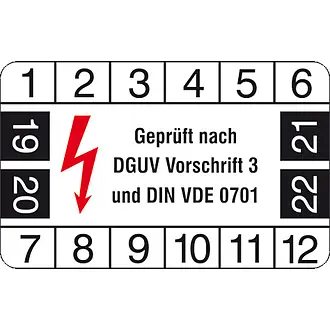Prüfplakette »DGUV V 3 und DIN VDE 0701« 