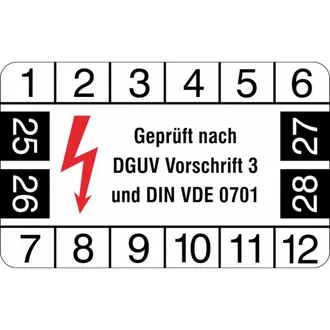 Prüfplakette »DGUV V 3 und DIN VDE 0701« 