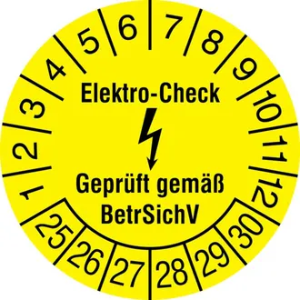 Prüfplakette »Elektro-Check - Geprüft gemäß BetrSichV« 
