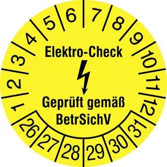 Prüfplakette »Elektro-Check - Geprüft gemäß BetrSichV« 