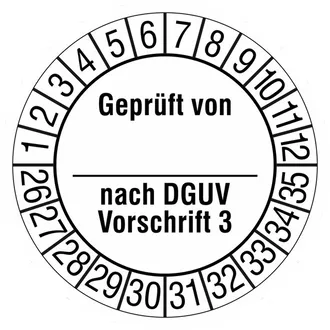 Prüfplakette »Geprüft von_nach DGUV Vorschrift 3« 