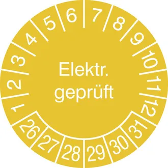 Prüfplakette - mit Jahresfarbe »Elektr. Geprüft « 