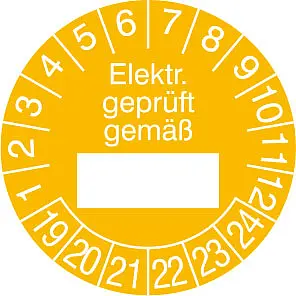 Prüfplakette - mit Jahresfarbe »Elektr. geprüft gemäß« 