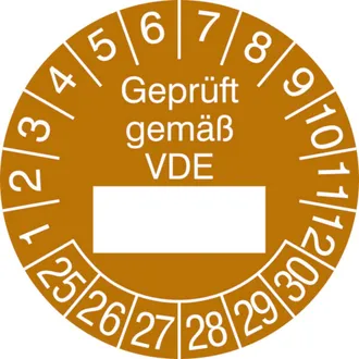 Prüfplakette - mit Jahresfarbe »Geprüft gemäß VDE« 