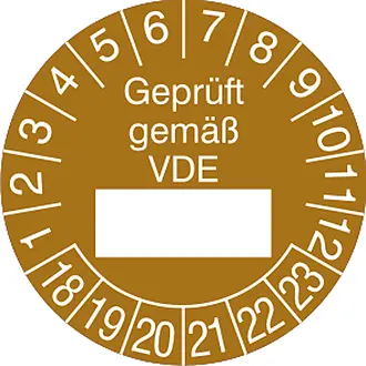 Prüfplakette - mit Jahresfarbe »Geprüft gemäß VDE« 