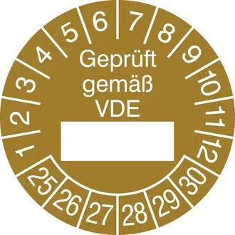 Prüfplakette - mit Jahresfarbe »Geprüft gemäß VDE« 
