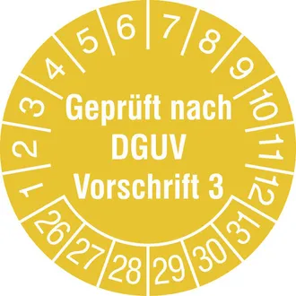 Prüfplakette - mit Jahresfarbe »Geprüft nach DGUV Vorschrift 3« 