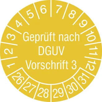 Prüfplakette - mit Jahresfarbe »Geprüft nach DGUV Vorschrift 3« 