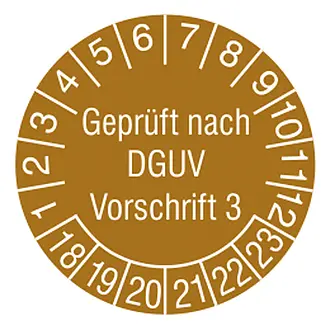 Prüfplakette - mit Jahresfarbe »Geprüft nach DGUV Vorschrift 3 « 